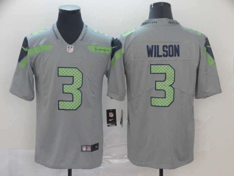 Men's Seattle Seahawks #3 Russell Wilson Gray Inverted Legend Stitched NFL Jersey